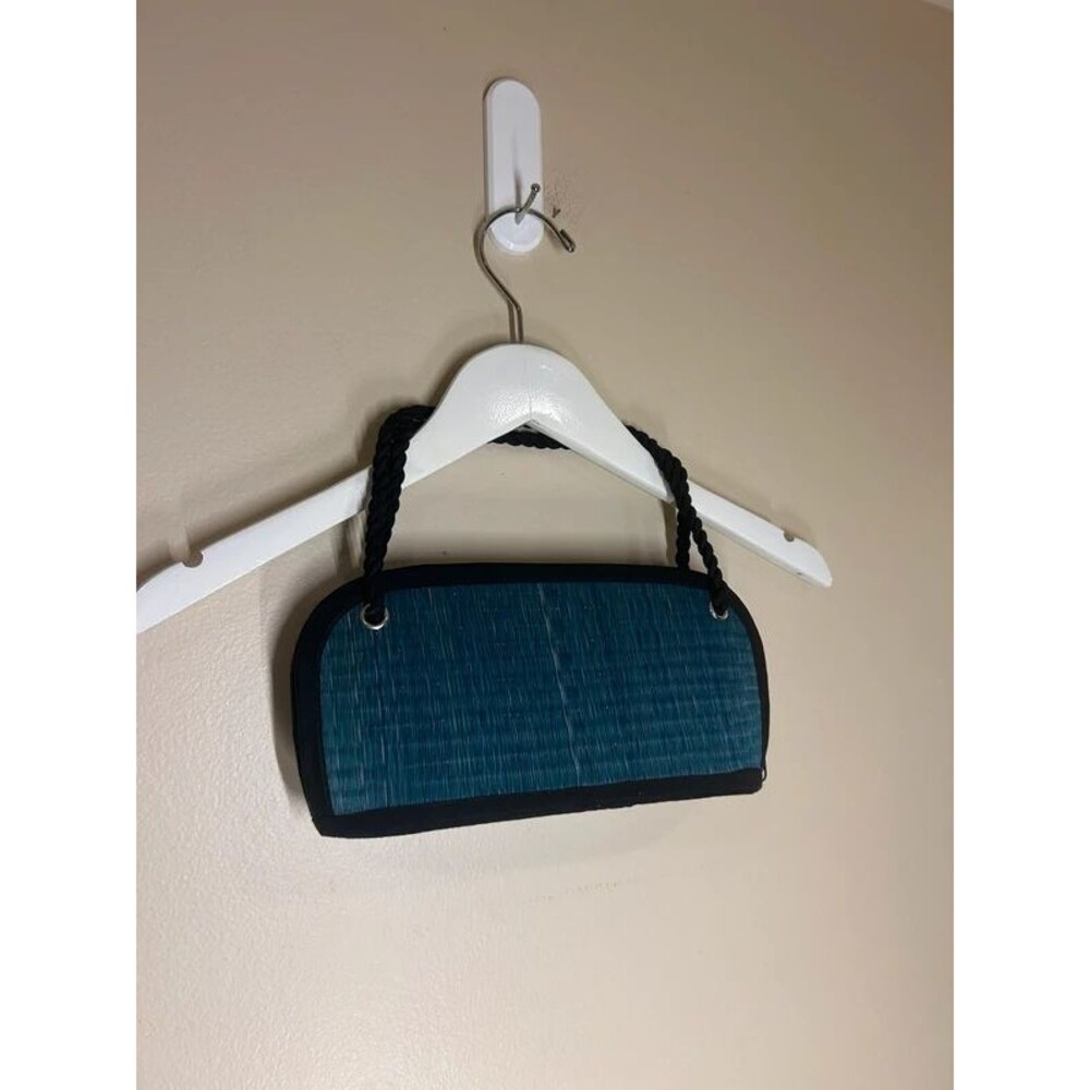 Baskets of Cambodia Teal Blue Chic Woven Handbag